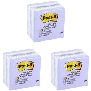 Post It Notes 3 x 3 Pack of 3 Purple Cube Scotch Printed Color Tabs