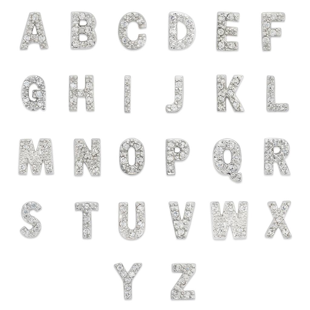 Dolce Giavonna Sterling Silver Cubic Zirconia A to Z Option Initial Single Stud Earring