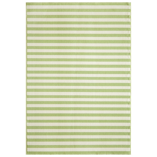 Indoor/ Outdoor Green Striped Rug (5'3 x 7'6) Free Shipping Today