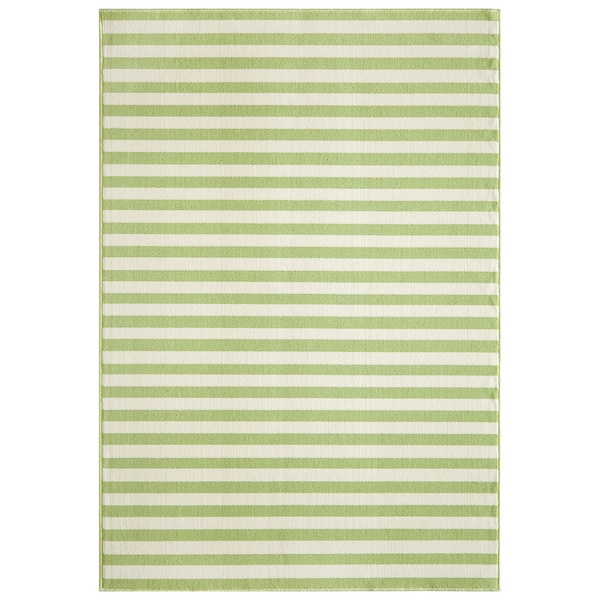 Striped Indoor/Outdoor Green Rug (53 x 76)
