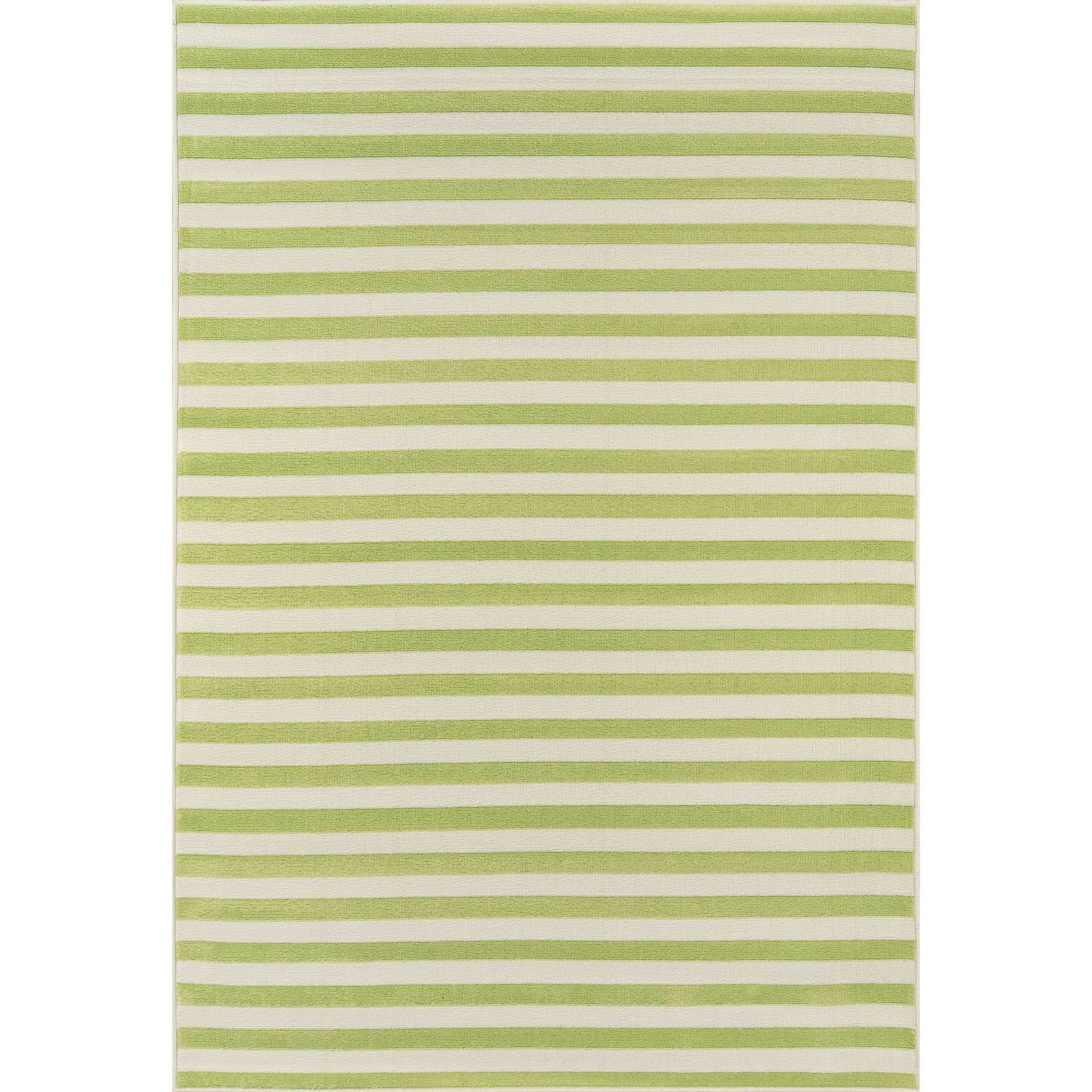 Striped Indoor/outdoor Green Rug (53 X 76)