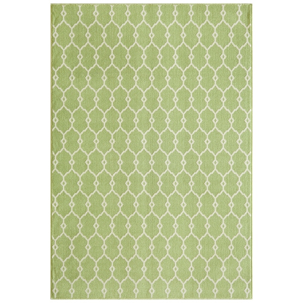 Indoor/Outdoor Green Trellis Rug (7'10 x 10'10) 7x9   10x14 Rugs