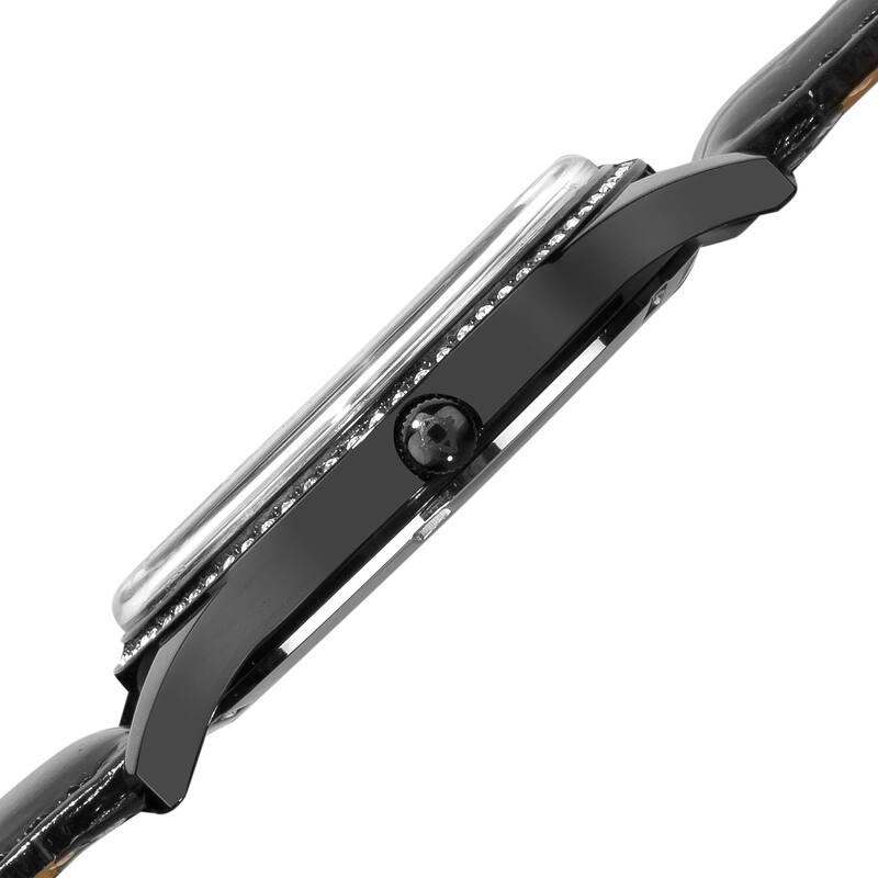 Akribos XXIV Men's Black Dial Crystal-accented Watch - silver