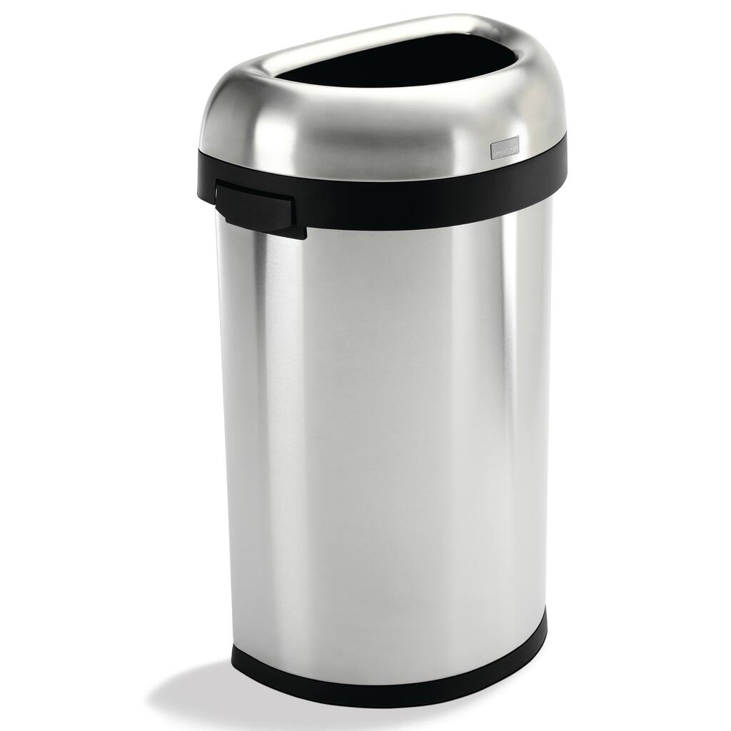 simplehuman Semi-round Brushed Stainless Steel Open 16 gal. Trash Can
