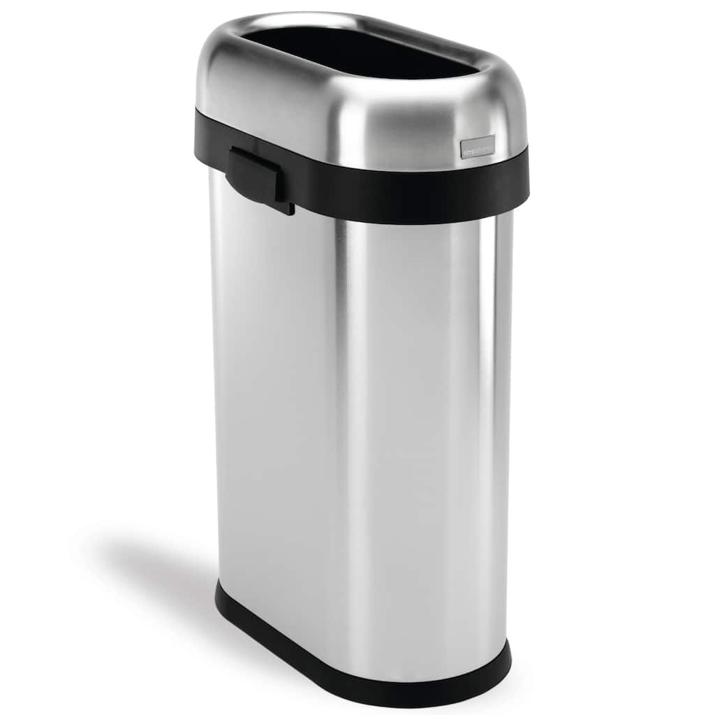 simplehuman Slim Open Brushed Stainless Steel Trash Can 13 gallons/ 50 liters