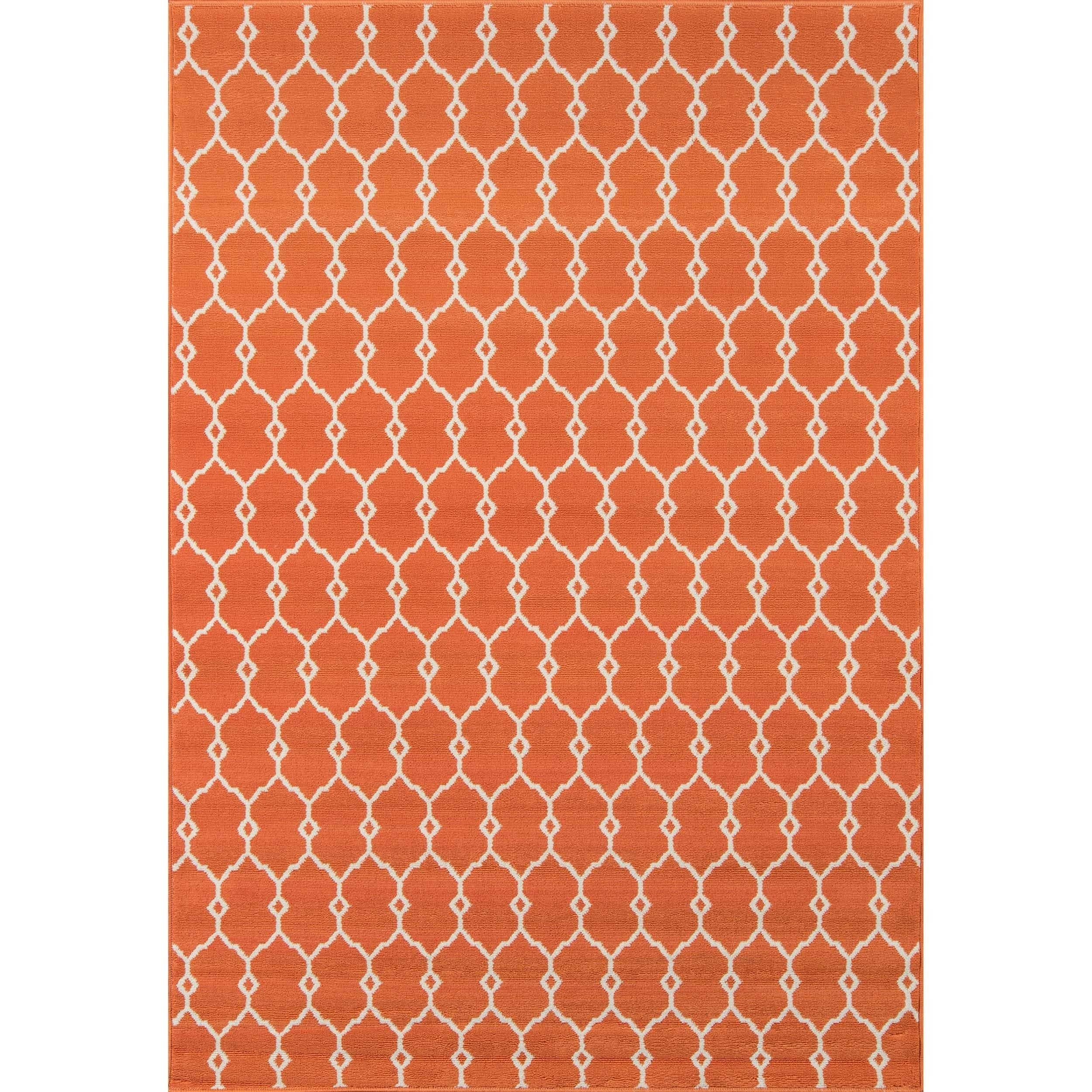 Indoor/outdoor Orange Trellis Rug (53 X 76)