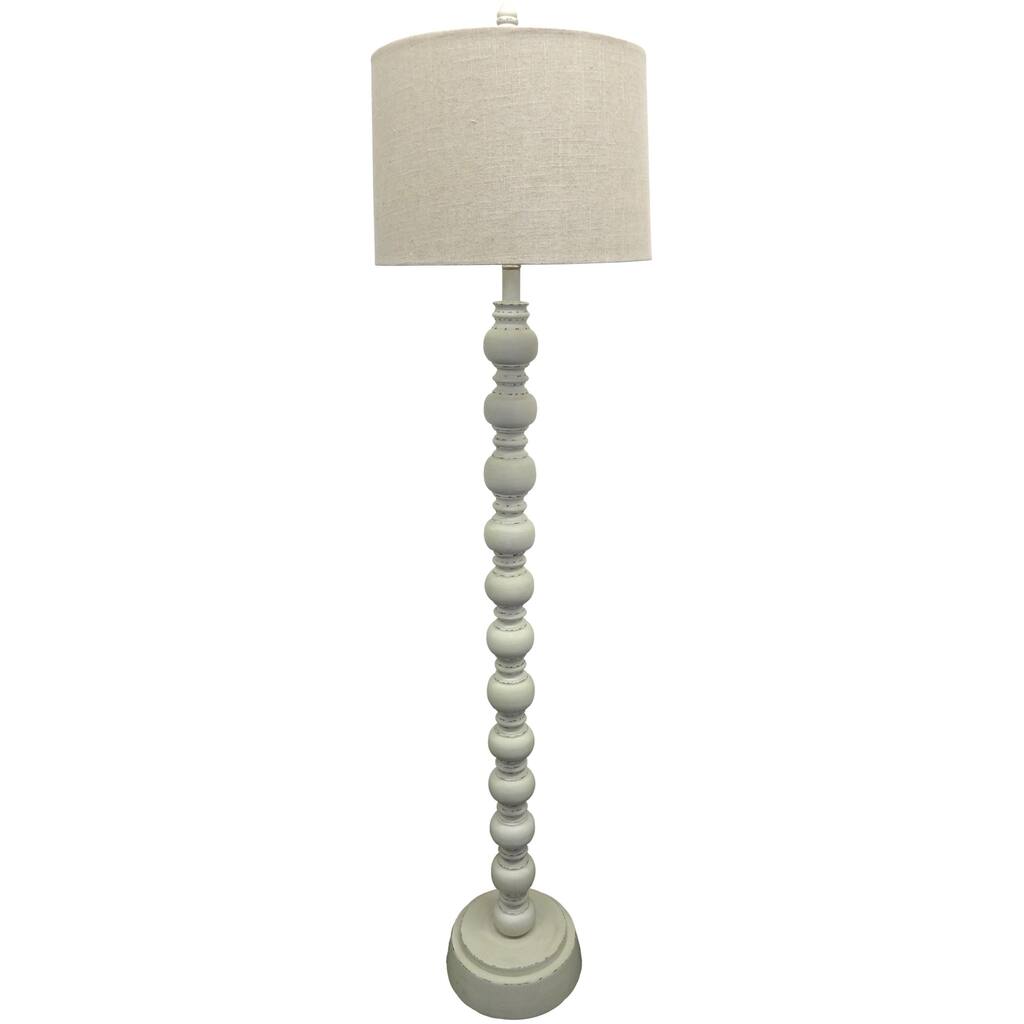 White Distressed Wood Floor Lamp