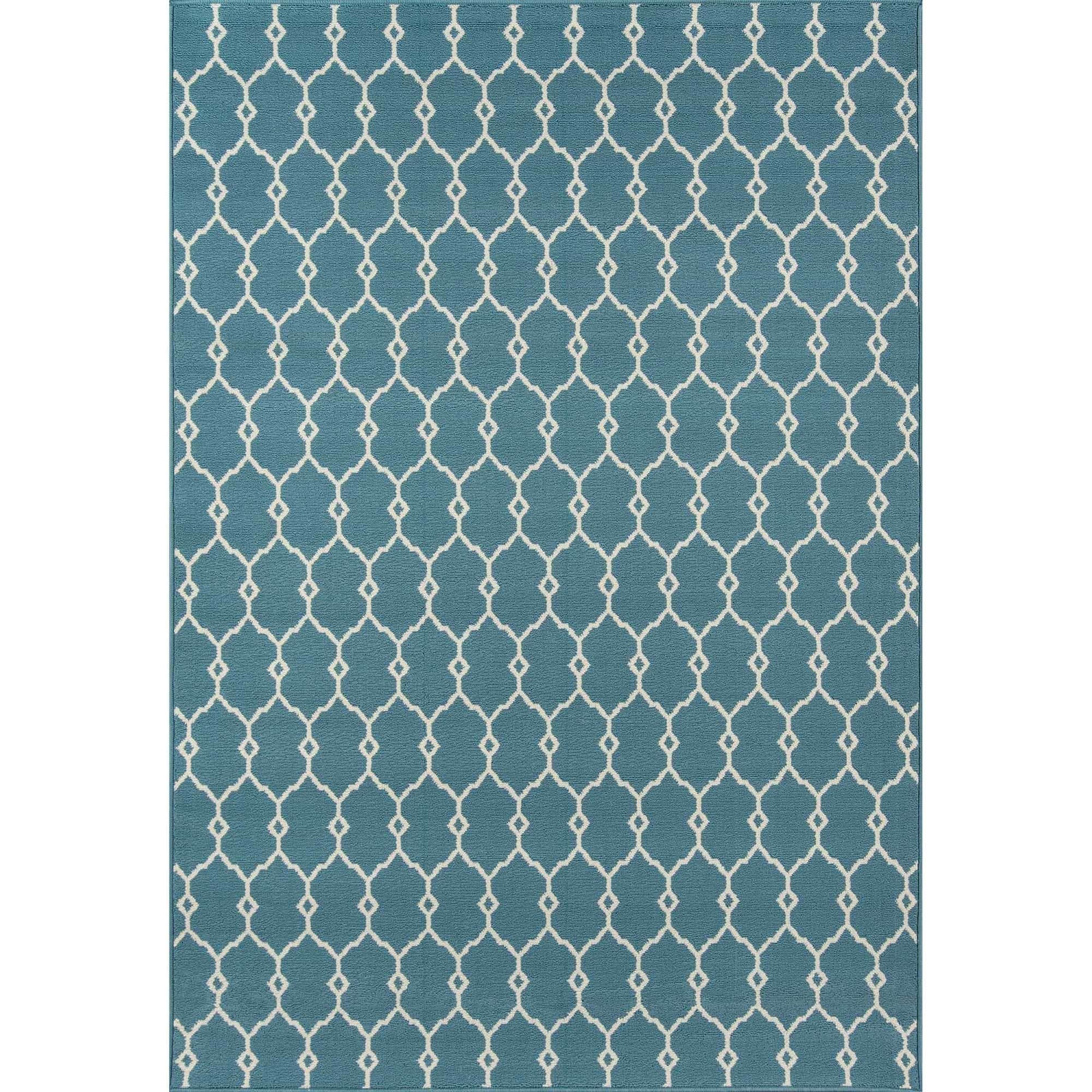 Indoor/outdoor Blue Trellis Rug (53 X 76)