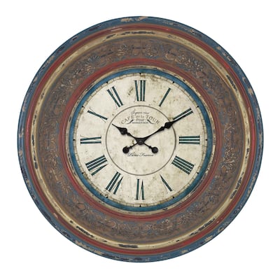 'Cafe De La Tour Paris' Hand-carved 34-inch Wall Clock