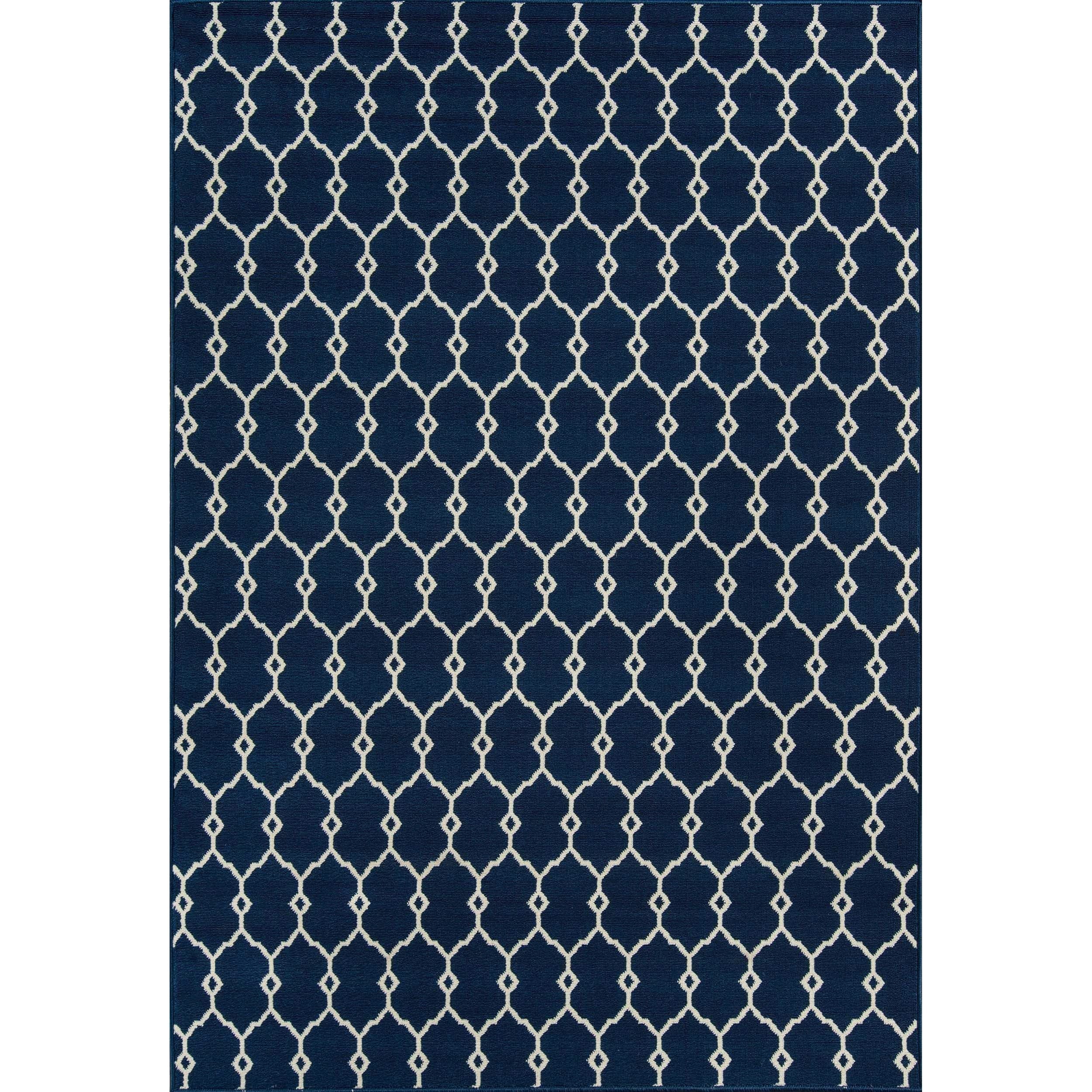 Indoor/outdoor Navy Trellis Rug (67 X 96)