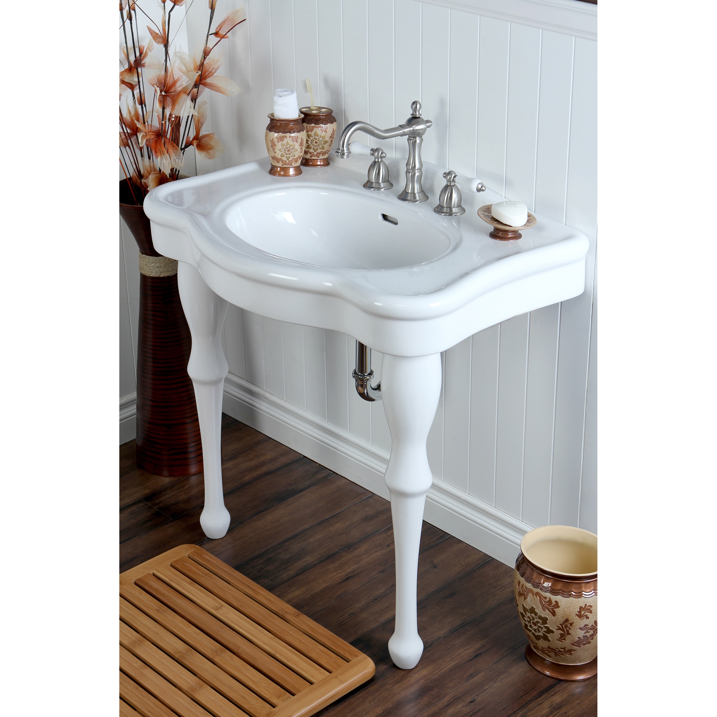 Vintage White China 32 Inch Wall Mount Bathroom Vanity Sink Overstock 8036002