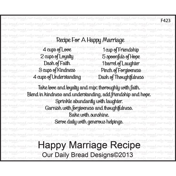 Our Daily Bread Cling Rubber Stamp 4.75"X7" Happy Marriage Recipe Wood Stamps