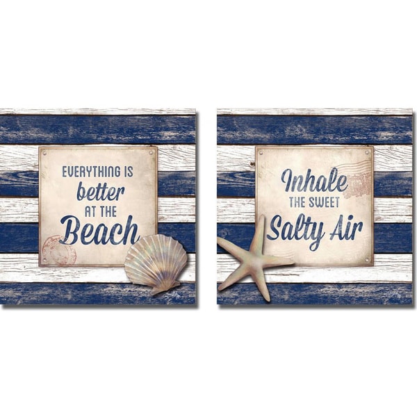 Elizabeth Medley 'Beach and Salty Air' 2 piece Canvas Art Set Canvas