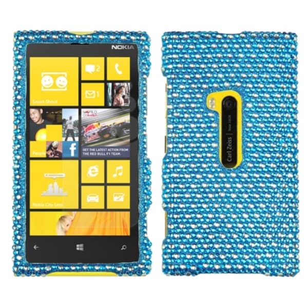 BasAcc White/ Blue Dots Diamante Case for Nokia 920 Lumia