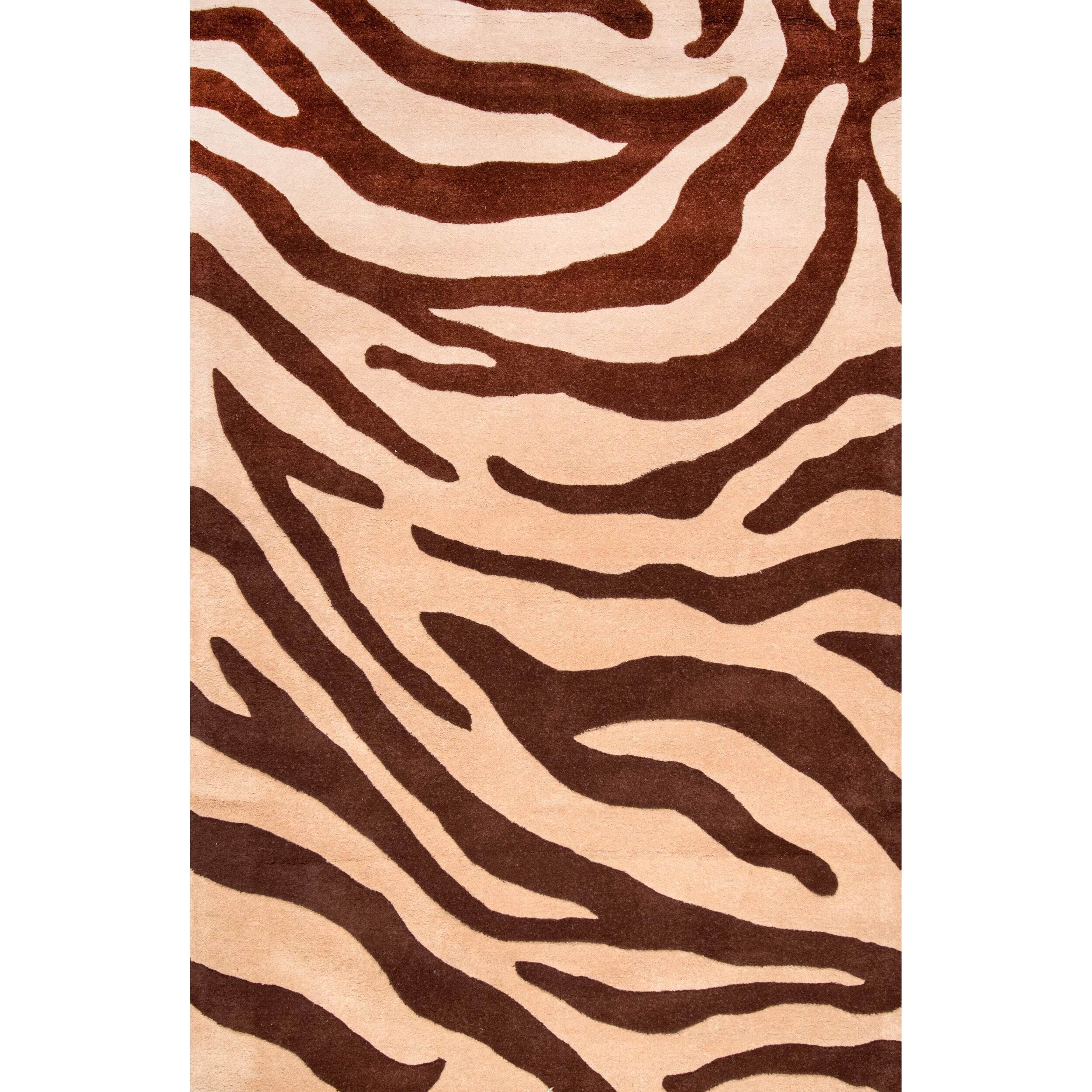 Nuloom Handmade Modern Zebra Brown/ Beige Wool Rug (6 X 9)