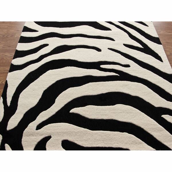 nuLOOM Handmade Modern Zebra Black/ Ivory Wool Rug (8'6 x 11'6