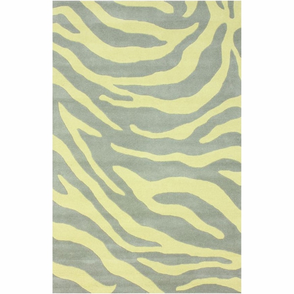 Nuloom Handmade Modern Zebra Yellow Grey Wool Rug 5 X 8 Nuloom Handmade Modern Zebra Yellow Grey Wool Rug 5 X27 X 8