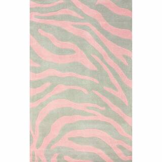 Pink Zebra Shape Rug Nuloom Handmade Modern Zebra Pink/ Grey Wool Rug (5' x 8') - 5' x 8 ...