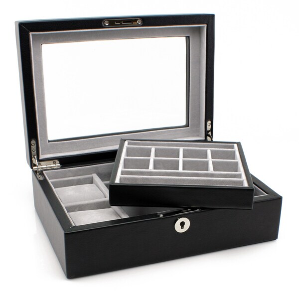 Heiden Executive Black Leather Valet Box