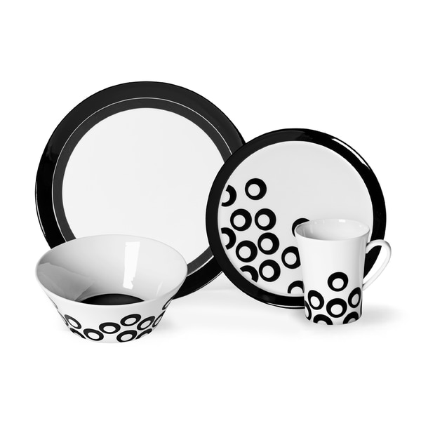 Mikasa 'Circle Chic' 16 piece Black Dinnerware Set Mikasa Casual Dinnerware