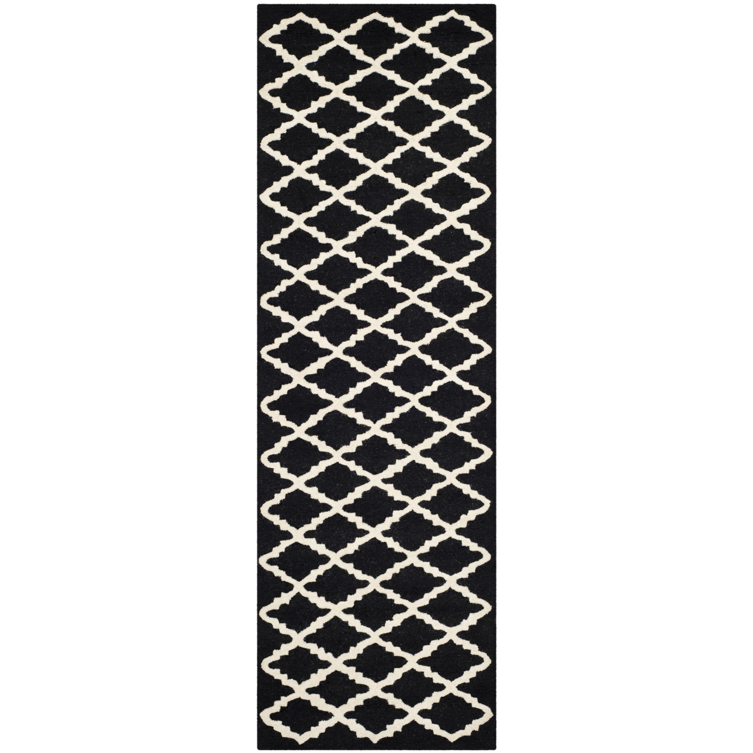 Safavieh Handmade Cambridge Moroccan Black Diamond patterned Wool Rug (26 X 8)