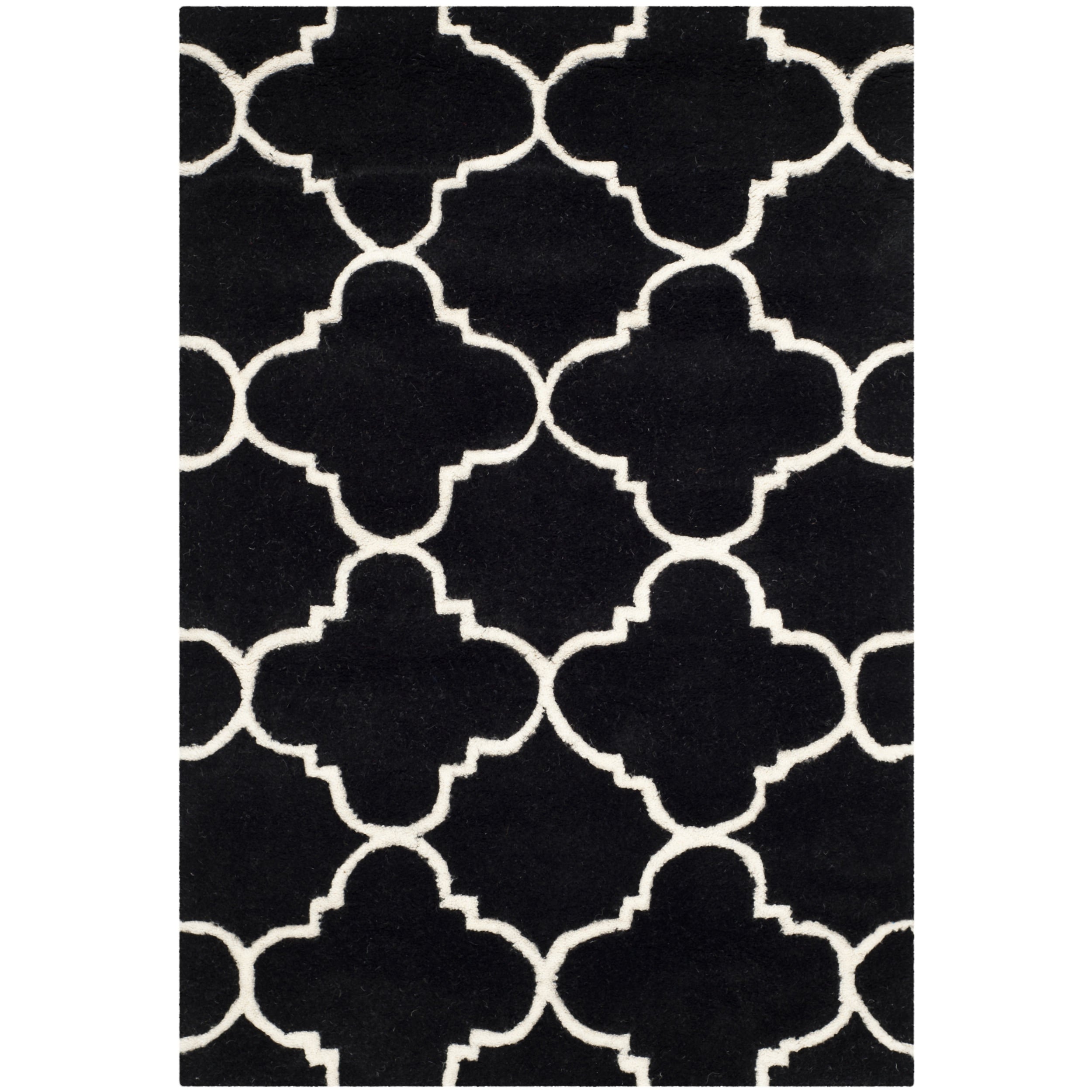 Handmade Moroccan Black Wool Area Rug (2 X 3)