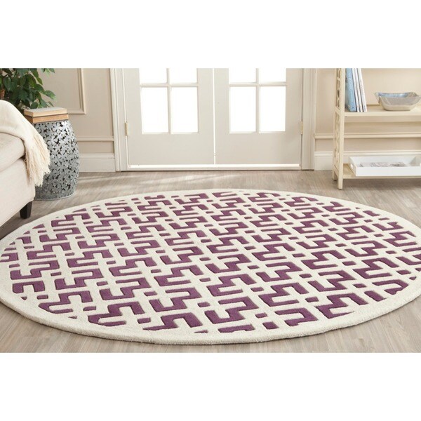 Shop Safavieh Contemporary Handmade Moroccan Purple Wool Rug 7' Round