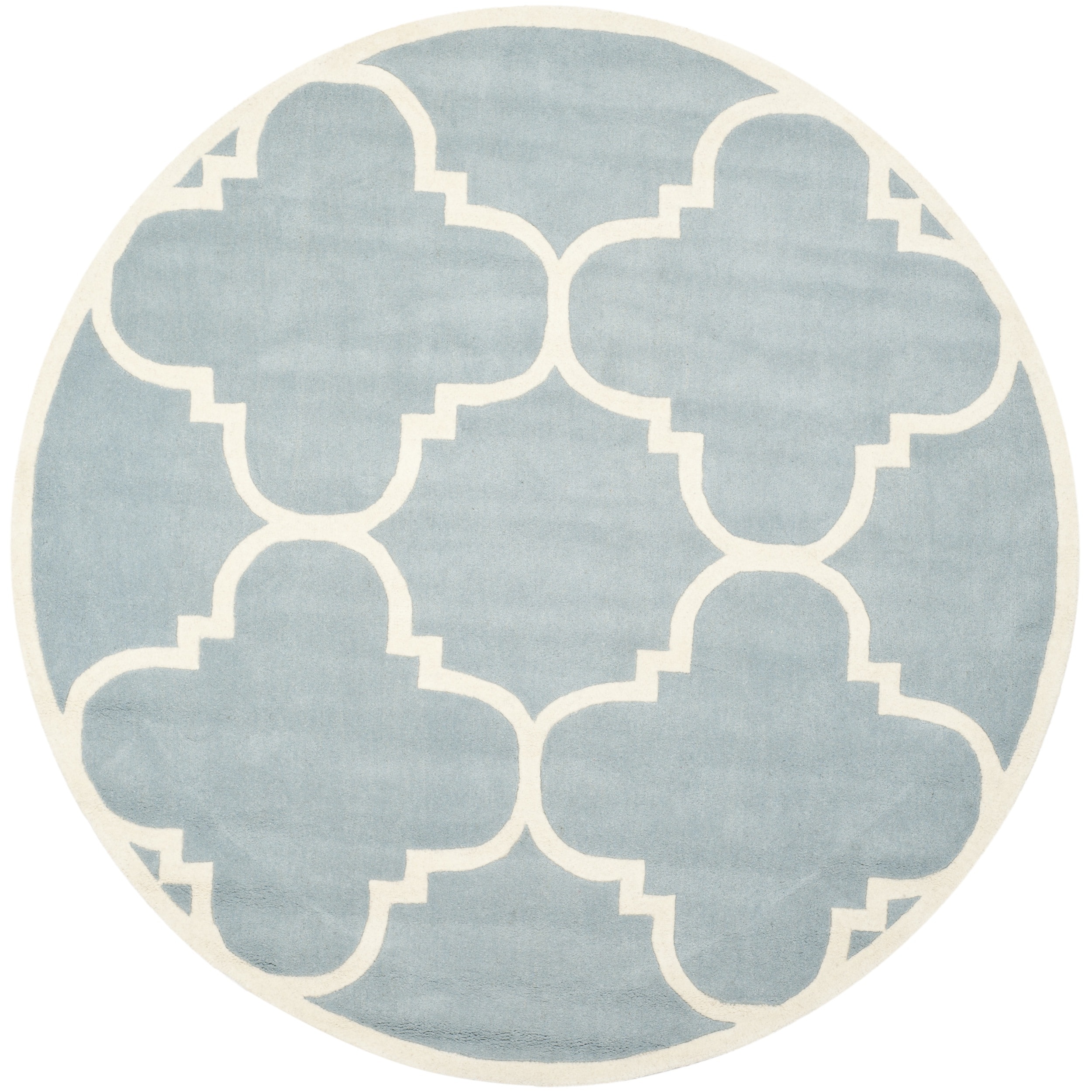 Handmade Moroccan Blue Wool Rug With Thick Pile (7 Round)