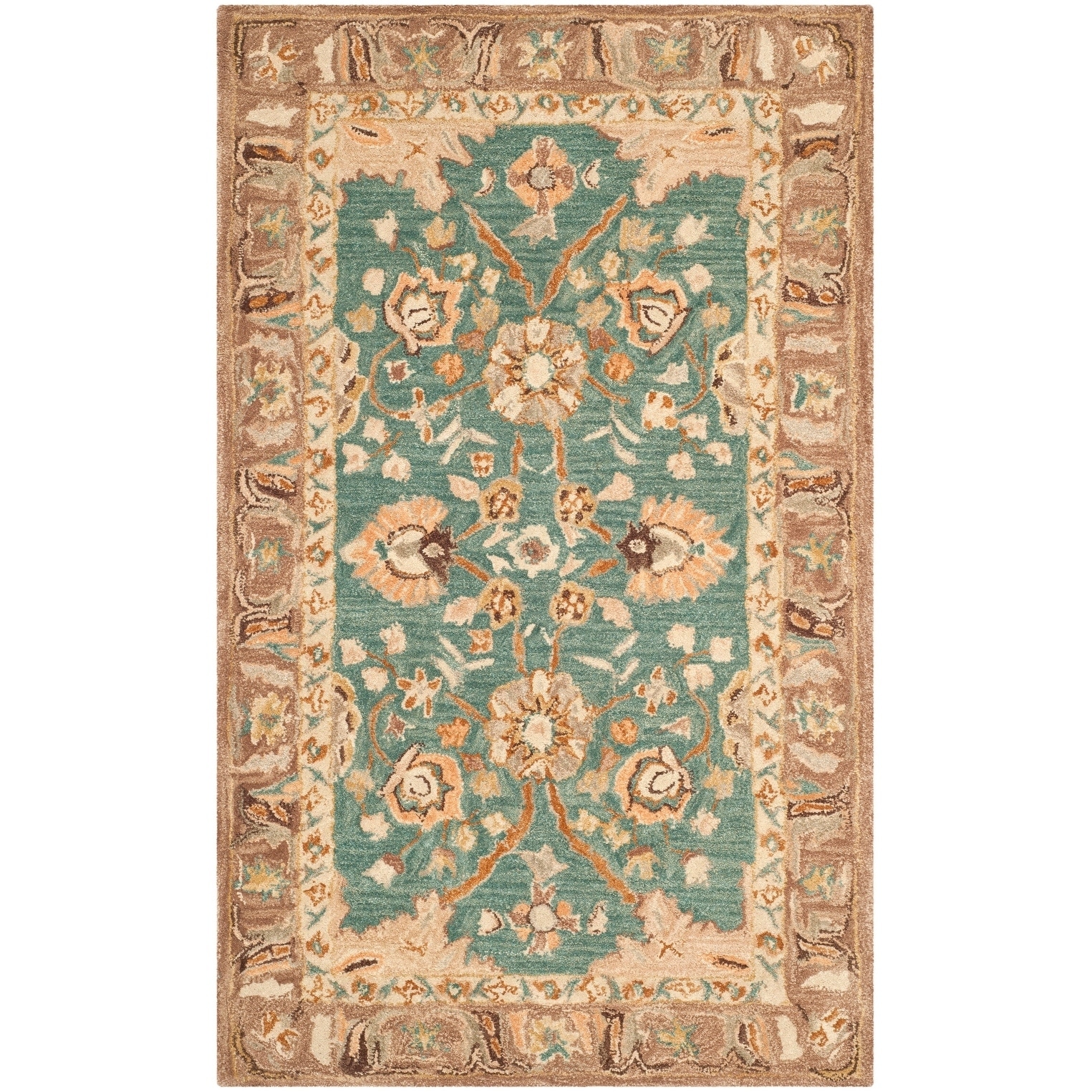 Safavieh Hand made Anatolia Teal/ Camel Wool Rug (4 X 6)