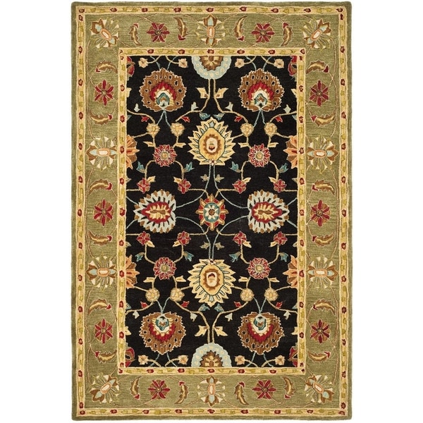 Safavieh Hand made Anatolia Black/ Green Wool Rug (4 x 6)