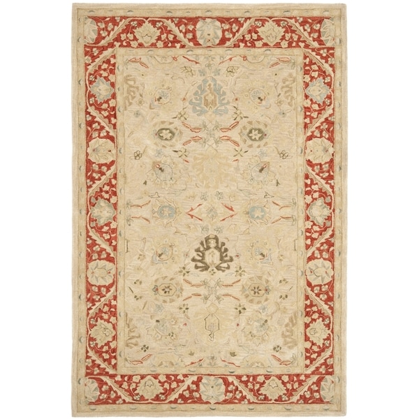 Safavieh Hand made Anatolia Taupe/ Red Wool Rug (6 x 9)