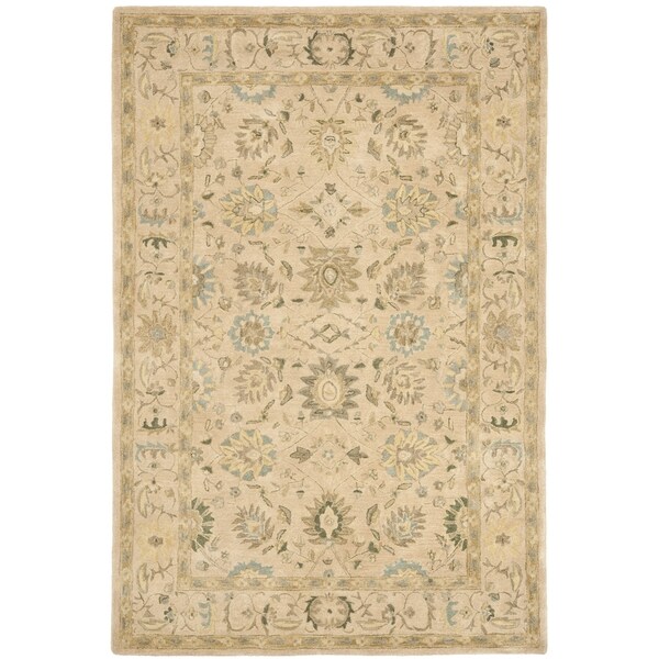 Shop Safavieh Handmade Anatolia Oriental Taupe/ Blue Handspun Wool Rug 6' x 9' On Sale