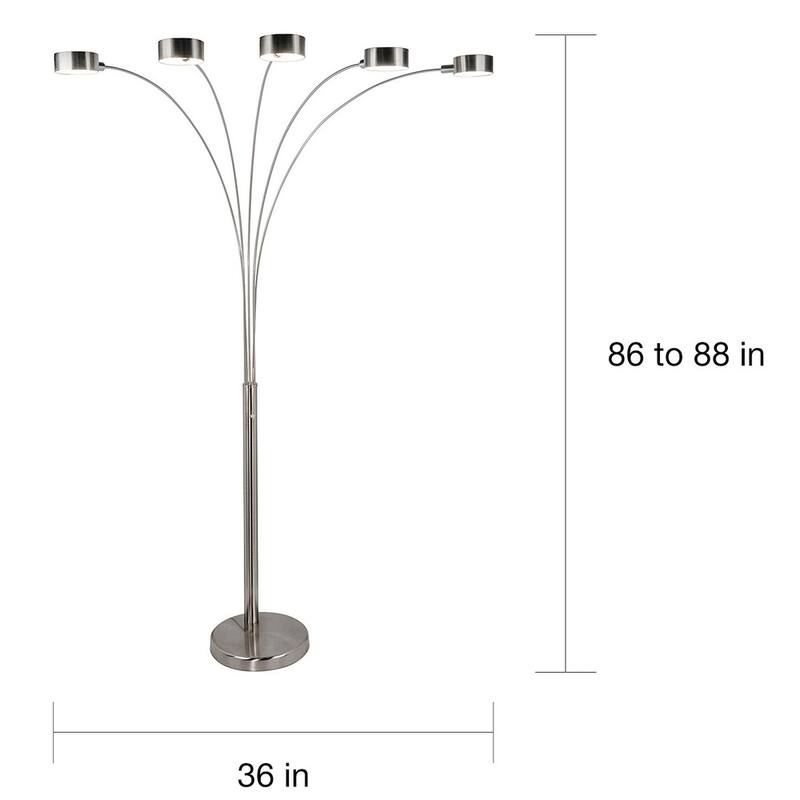 Strick & Bolton Charlie Brushed Steel Arched 5-light Floor Lamp - On ...