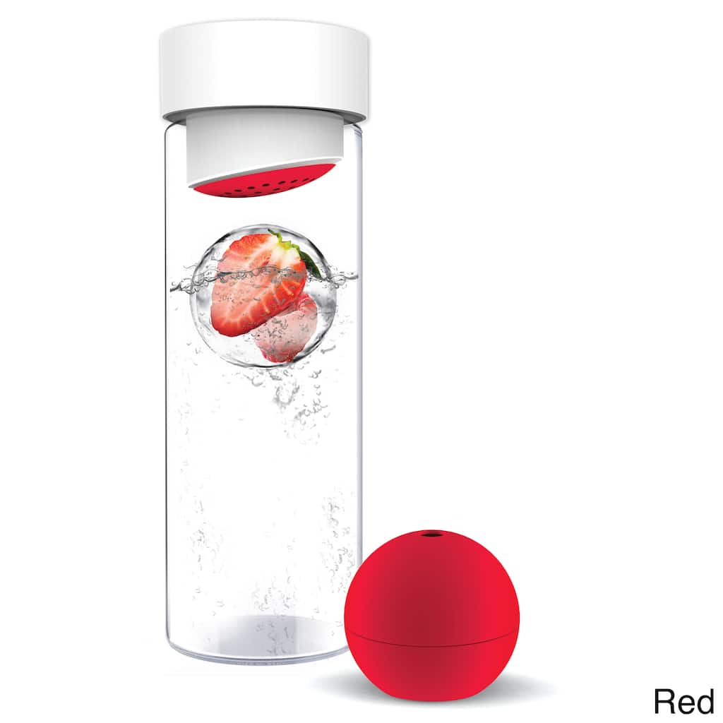 Flavour-It Glass Water Bottle with Fruit Iceball Maker