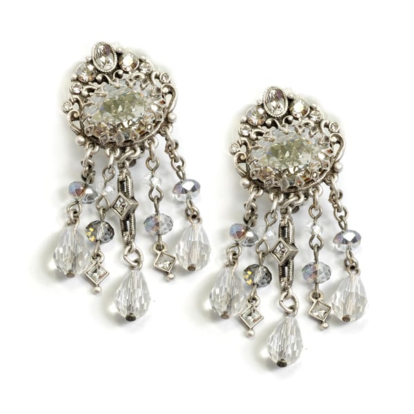 Sweet Romance Silvertone 1920s Speakeasy Clip-on Earrings