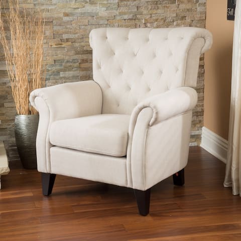 Franklin Tufted Light Beige Fabric Club Chair by Christopher Knight Home