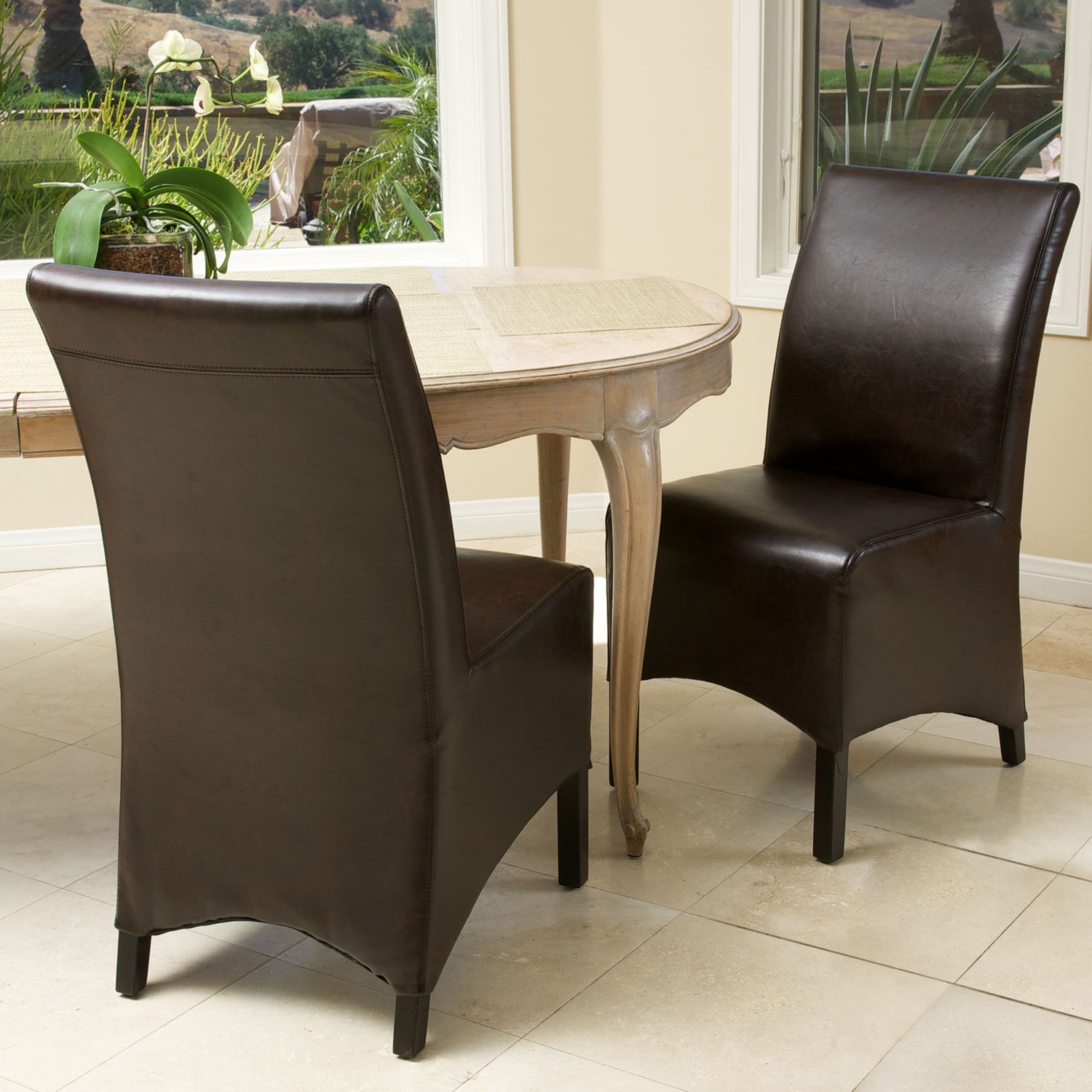 Gilmore Brown Leather Dining Chairs (set Of 2)