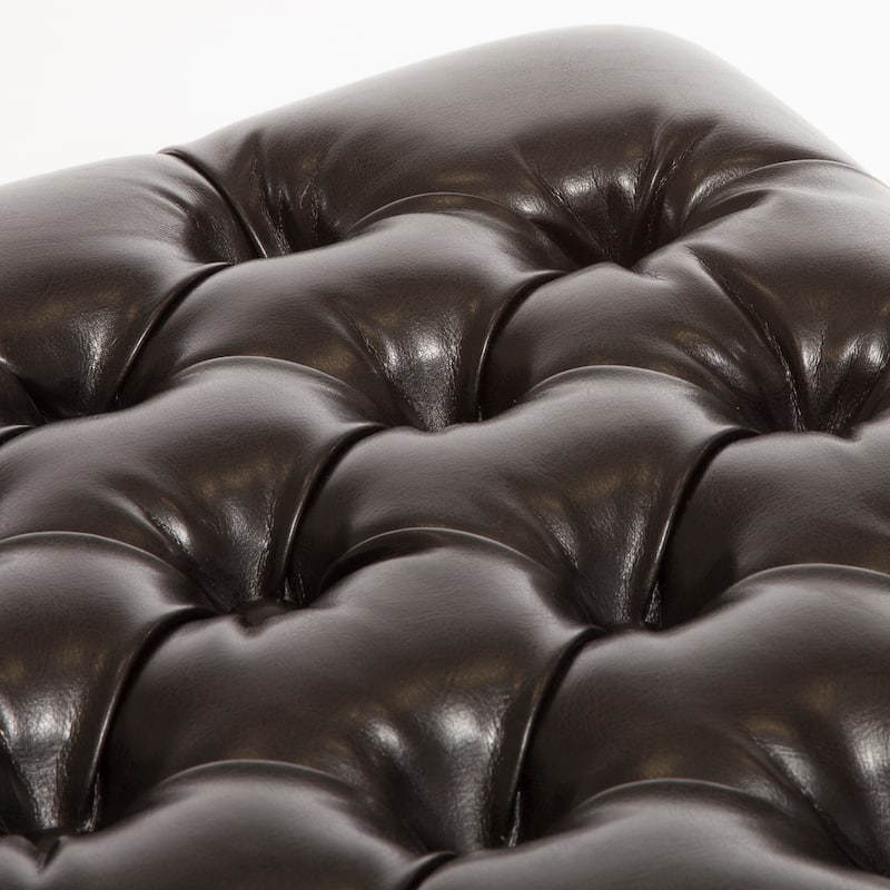 Hastings Tufted Espresso Bonded Leather Storage Ottoman by Christopher Knight Home