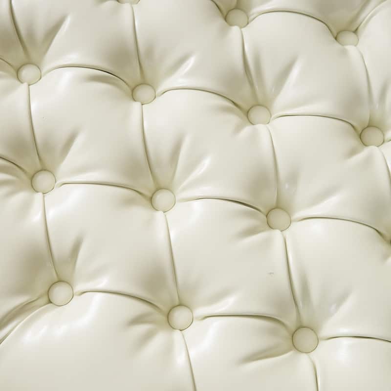 Hastings Tufted Ivory Leather Storage Ottoman by Christopher Knight Home