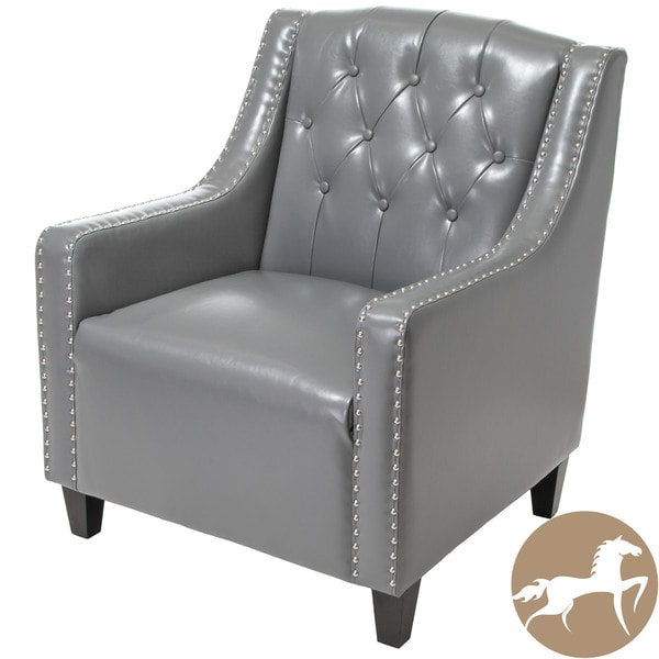 Christopher Knight Home Gabriel Tufted Grey Leather Club Chair Christopher Knight Home Chairs