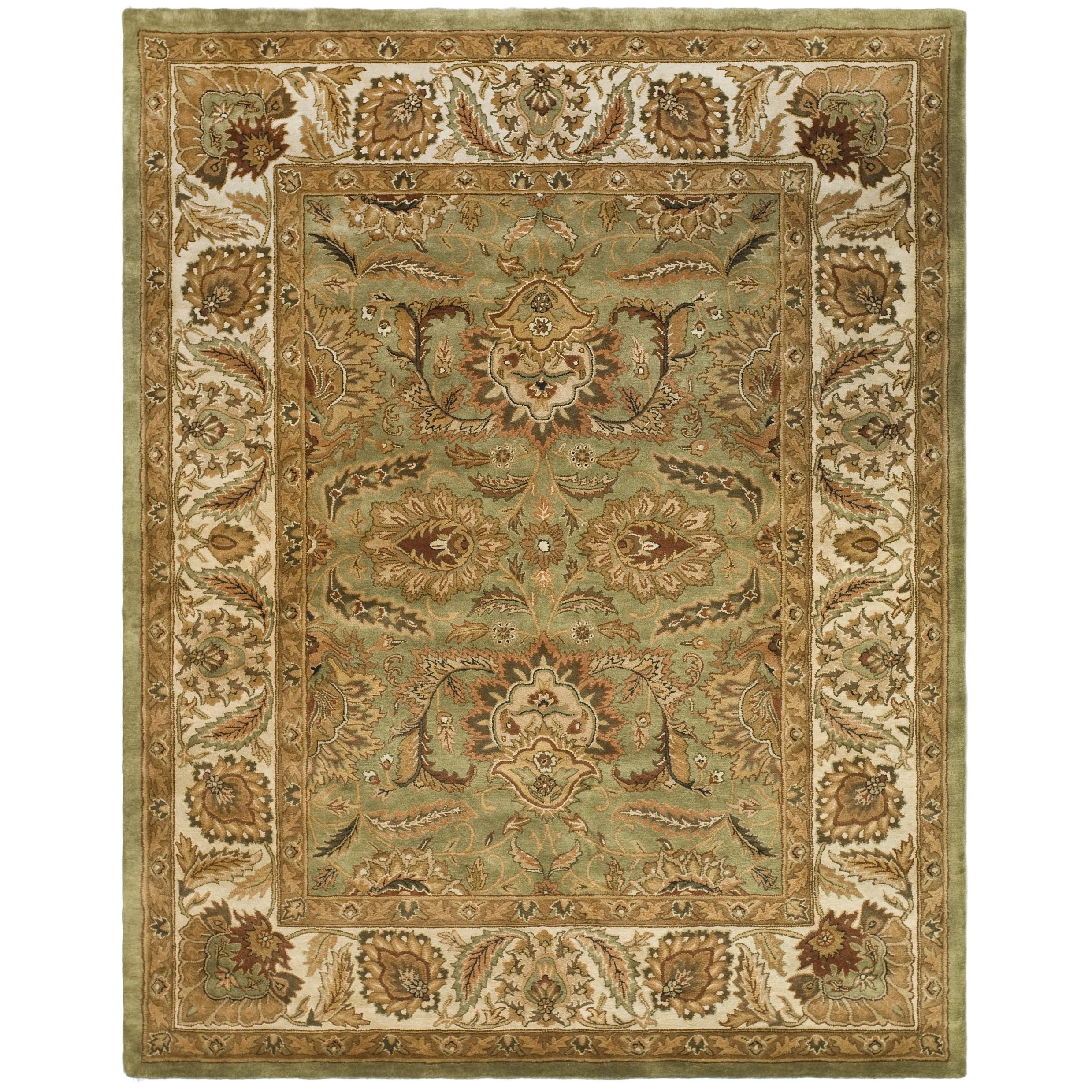 Safavieh Hand made Classic Green/ Ivory Wool Rug (6 X 9)