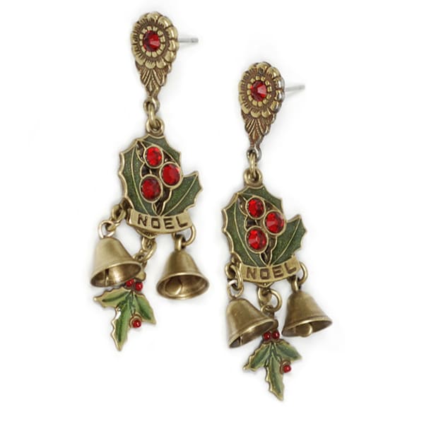 Sweet Romance Jeweled Christmas Tree Earrings