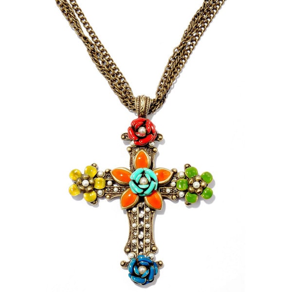 Shop Sweet Romance Enamel Flower Cross Necklace Free Shipping Today