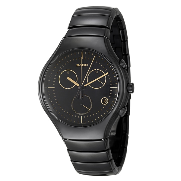 Rado Mens Rado True Black Dial Ceramic Swiss Quartz Watch