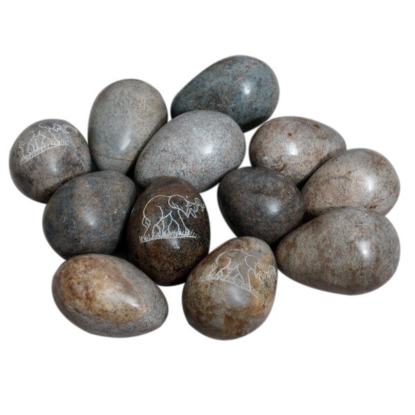 Shop Set of 12 Decorative Shona Stone Eggs (Zimbabwe) Free Shipping