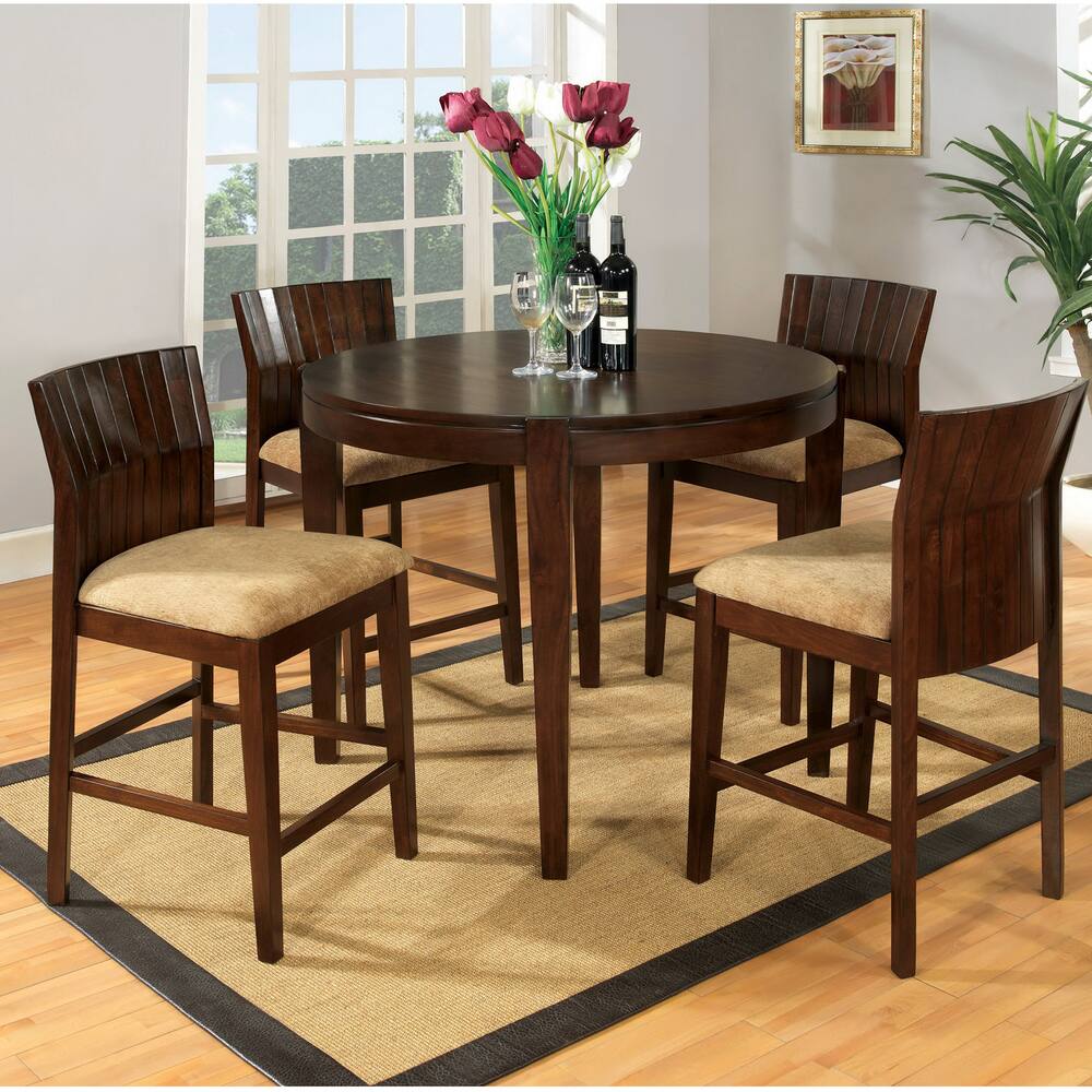 Furniture of America Walnut Finish 5-piece Dining Set