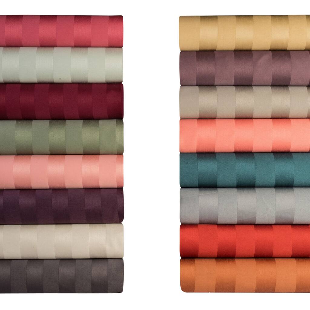 Cotton 500 Thread Count Damask Stripe 4-piece Sheet Set