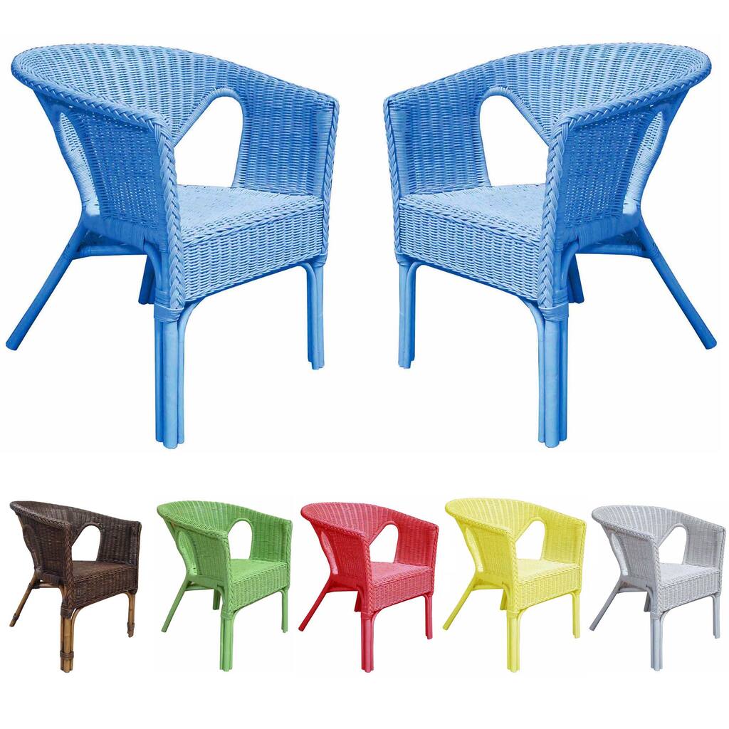 Rattan Living Outdoor Colorful Rattan Chairs (Set of 2)