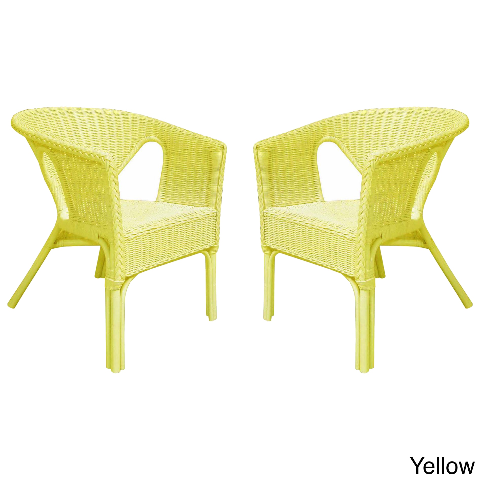 Rattan Living Outdoor Colorful Rattan Chairs (set Of 2)