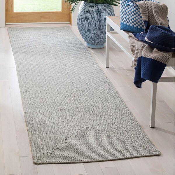 Safavieh Reversible Braided Light Blue Cotton Rug - 2'3 x 14'